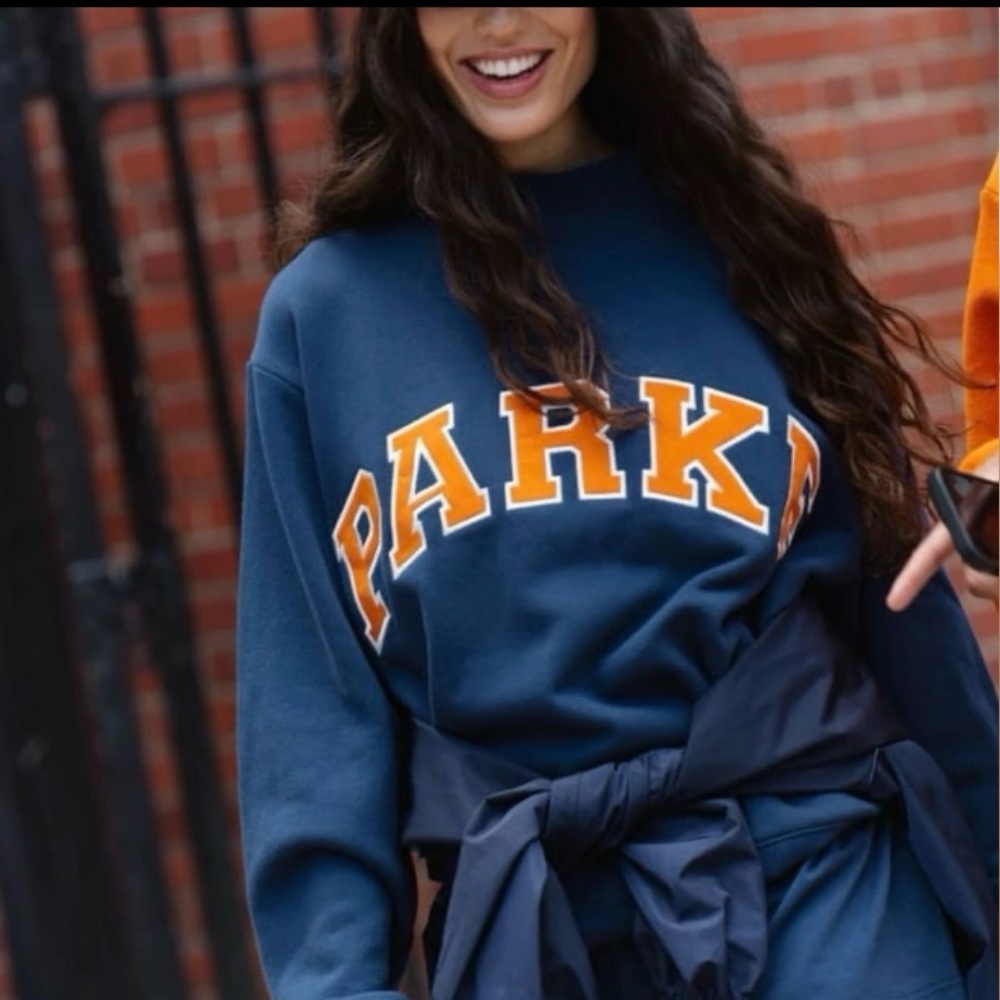PARKE Back to School Varsity Mockneck - Denim & Amber - L/XL, NWT